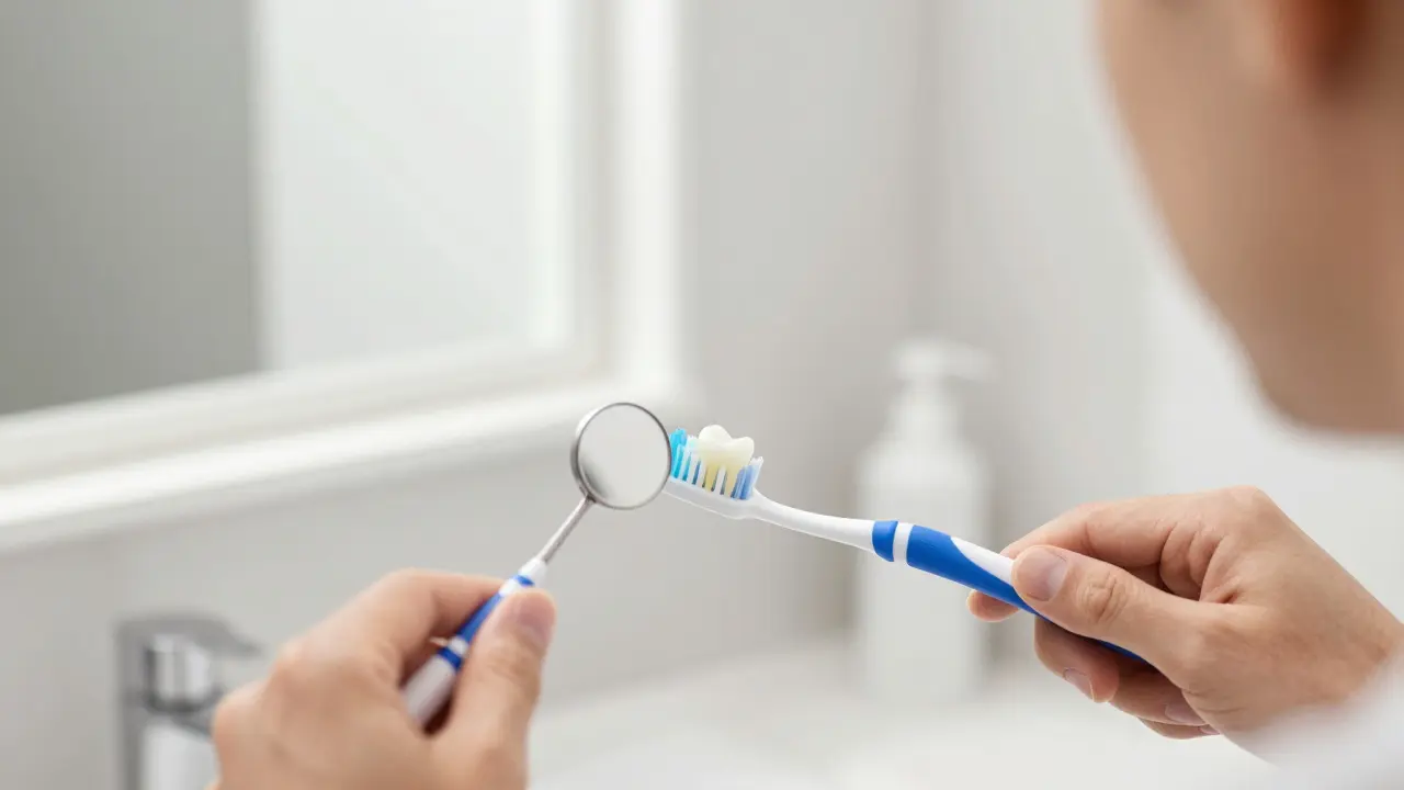 Pacient čistí zuby s důrazem na korunku