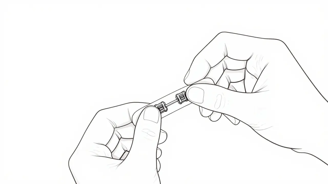 Ruce mění gumičky na rovnátka v klinice