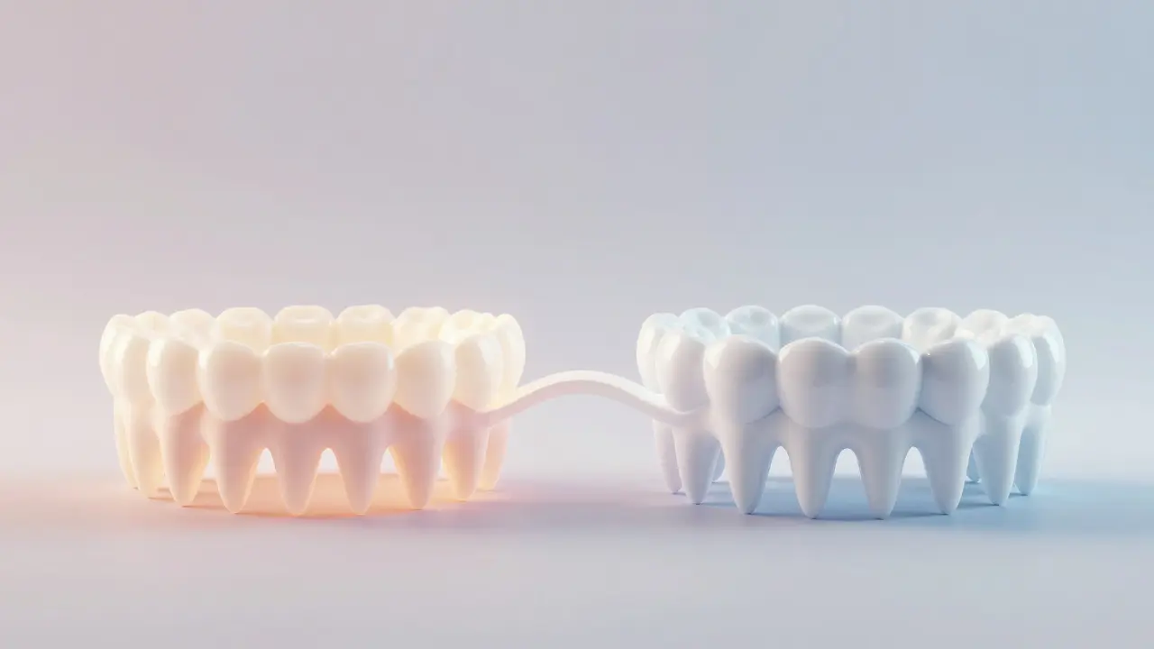 Konceptuální zobrazení přechodu z mléčného chrupu na trvalý chrup.