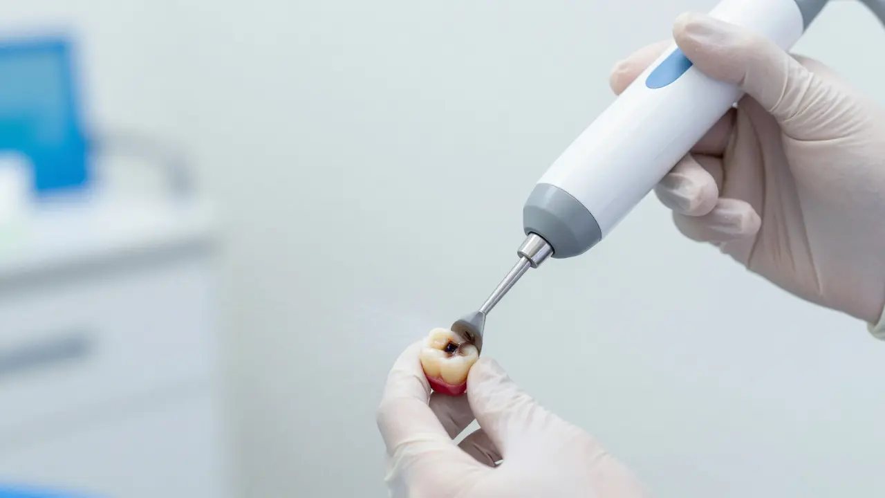 Profesionální čištění zubů přístrojem Air Flow v ordinaci