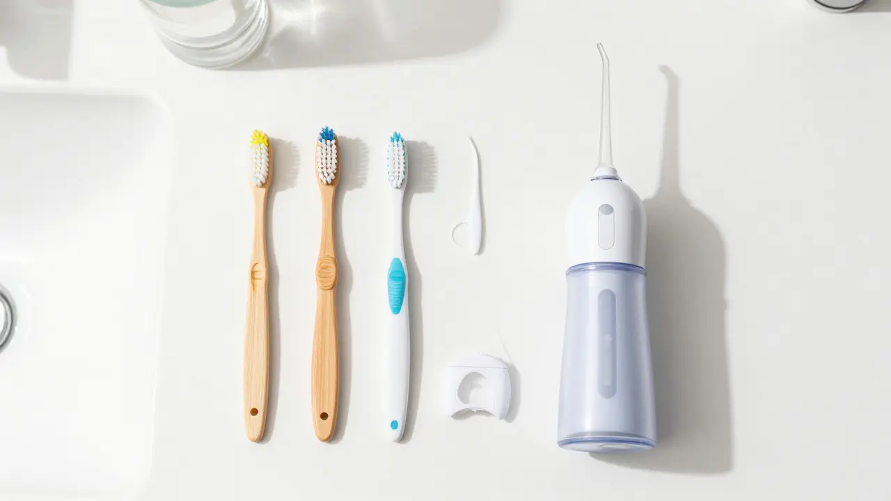 Hygienické pomůcky pro čištění korunek na umyvadle