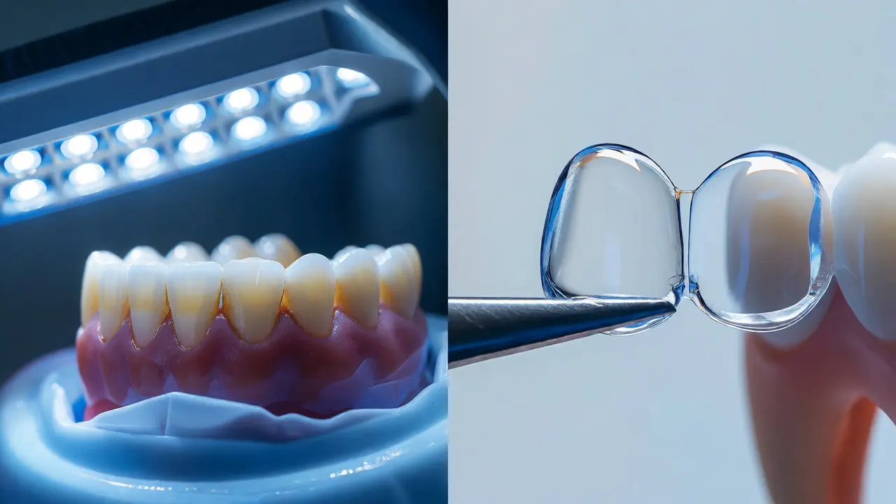 Srovnání LED bělení zubů a keramických fazet v klinickém prostředí.
